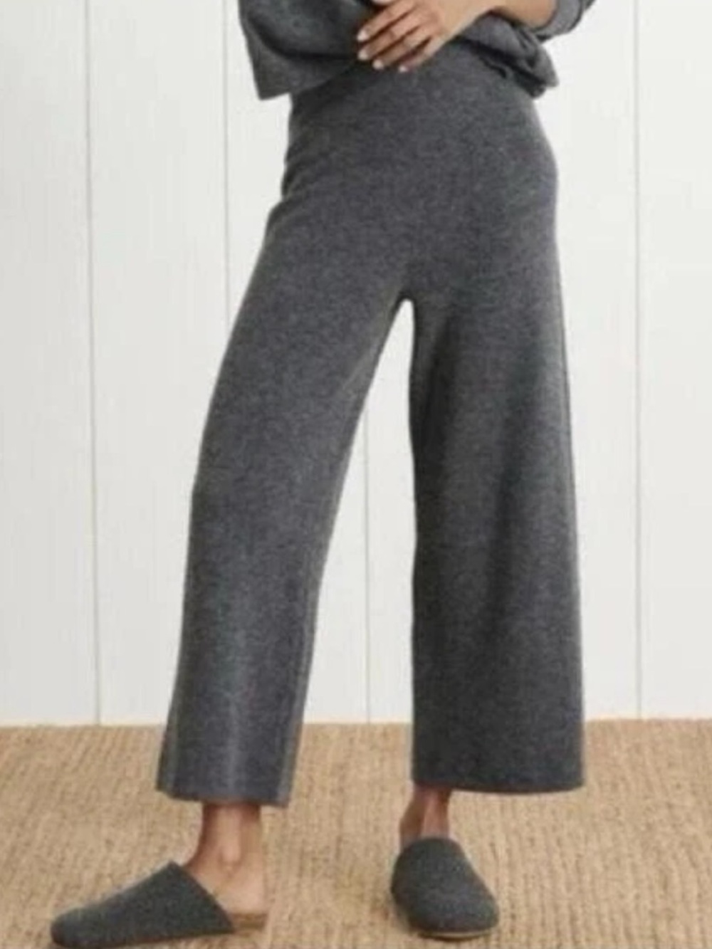 jenni kayne • marina culottes cashmere blend cropped knit lounge pants wide leg